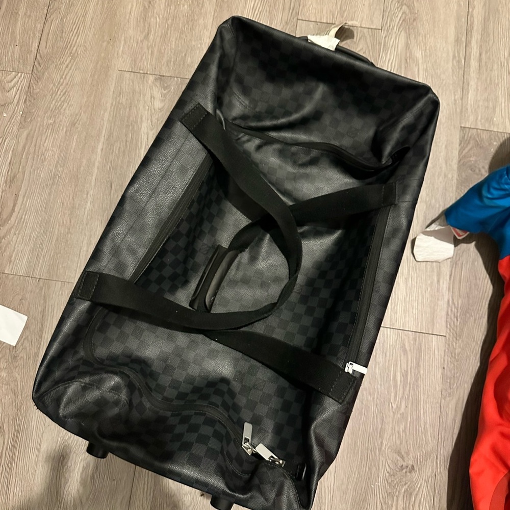 Men's Black Checkered Travel Bag